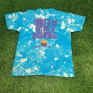 Vintage 90s Basketball Shirt M/L 21x27 Blue Bleached Ballin